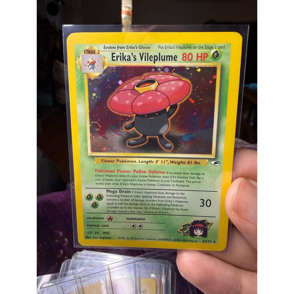 Pokemon Erika's Vileplume 5/132 Gym Heroes Holo Rare WOTC 1999-2000 TCG Card